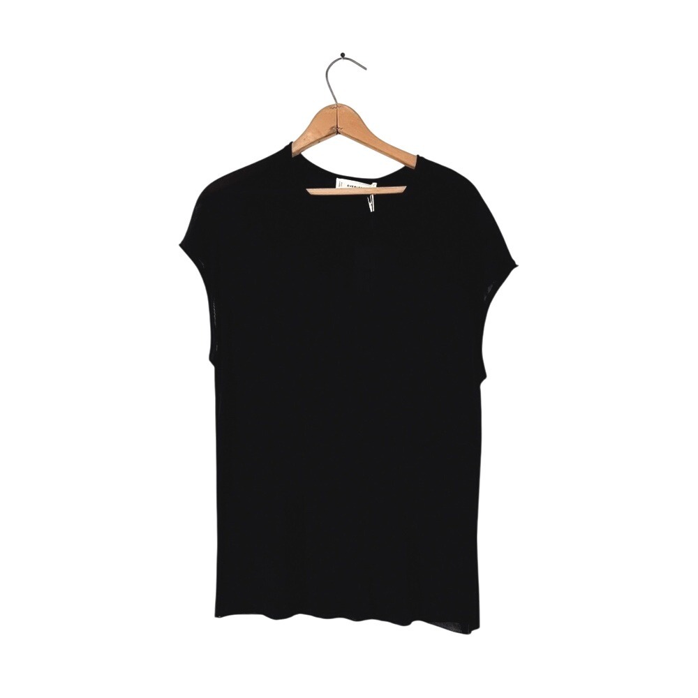 Everlane Black Cap-Sleeve Crewneck Top NWT